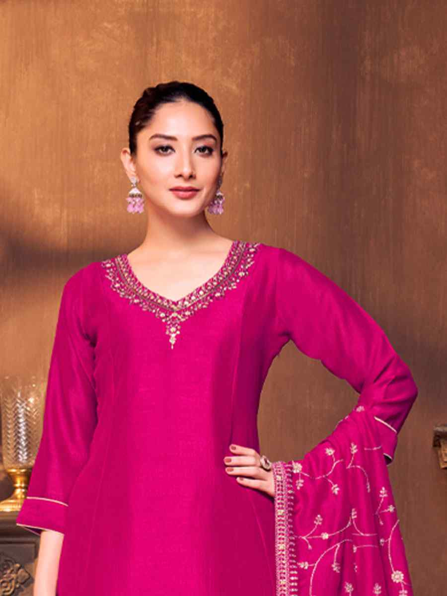 Pink Silk Embroidery Party Wedding Festival Casual Ready Anarkali Salwar Kameez
