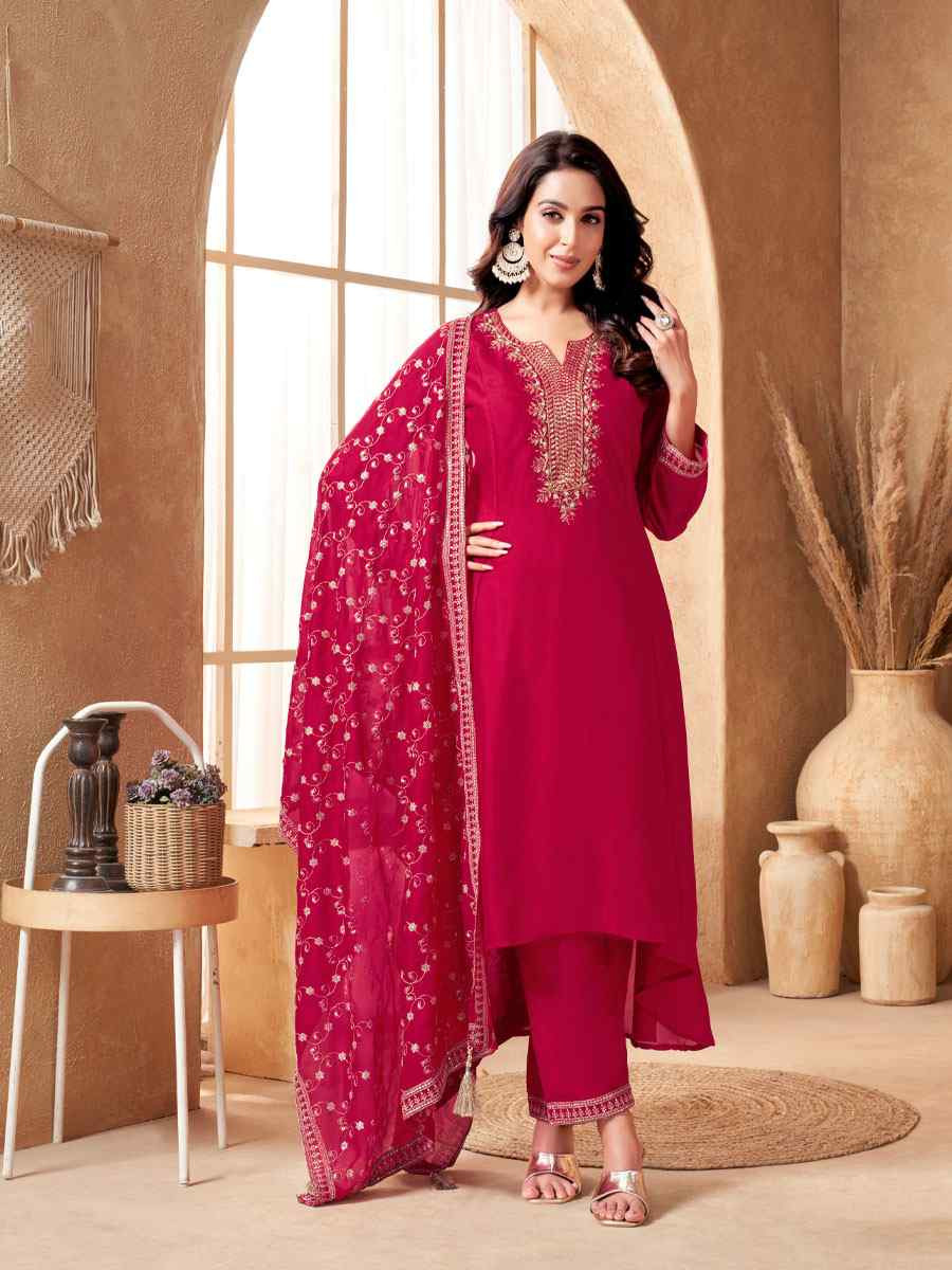 Pink Silk Embroidery Party Wedding Festival Casual Ready Anarkali Salwar Kameez