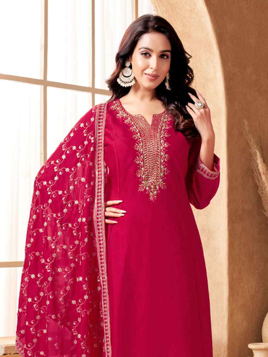 Pink Silk Embroidery Party Wedding Festival Casual Ready Anarkali Salwar Kameez