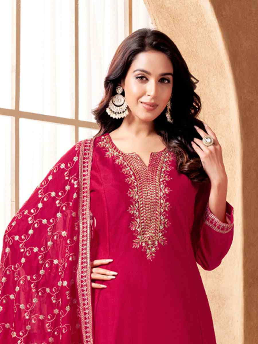 Pink Silk Embroidery Party Wedding Festival Casual Ready Anarkali Salwar Kameez