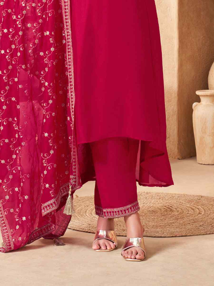 Pink Silk Embroidery Party Wedding Festival Casual Ready Anarkali Salwar Kameez