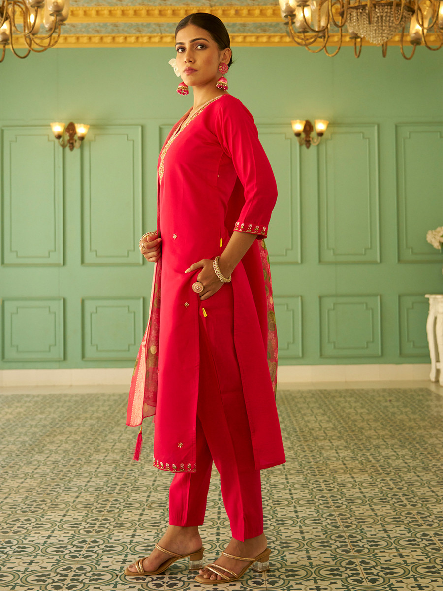 Pink Silk Embroidery Stone Printed Dupatta Party Wedding Festival Casual Ready Pant Salwar Kameez