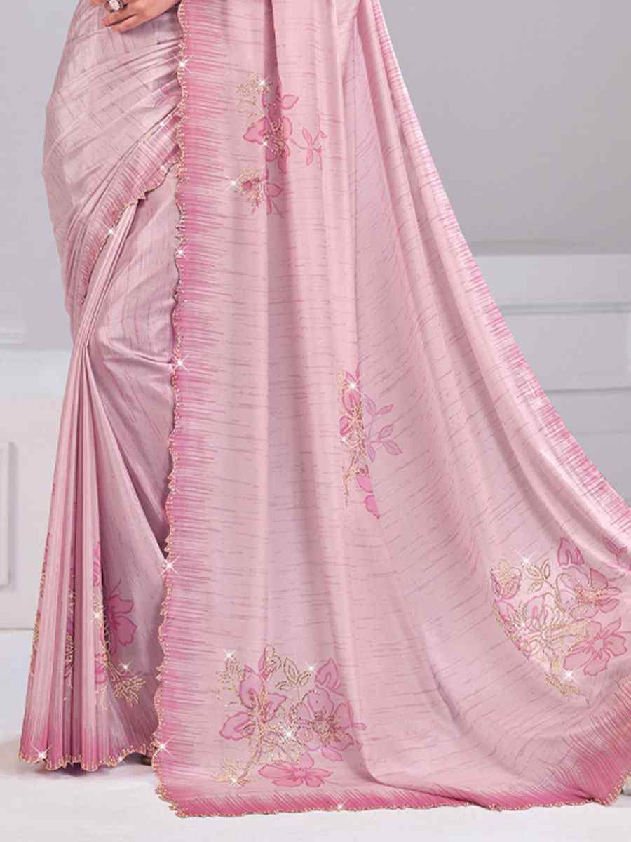 Pink Silk Embroidery Traditional Bridal Reception Festival Wedding Fancy Heavy Border Saree