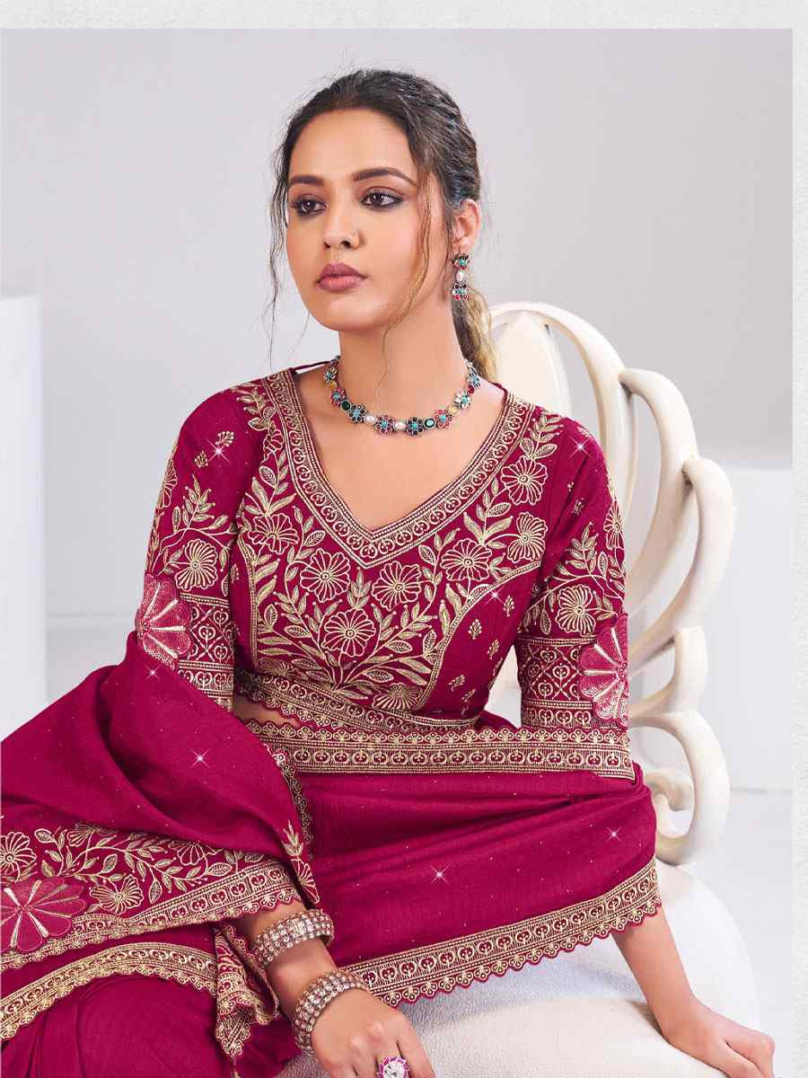 Pink Silk Embroidery Traditional Bridal Reception Festival Wedding Fancy Heavy Border Saree