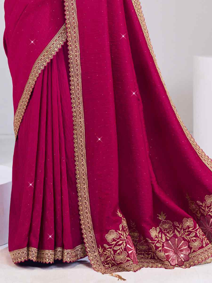 Pink Silk Embroidery Traditional Bridal Reception Festival Wedding Fancy Heavy Border Saree