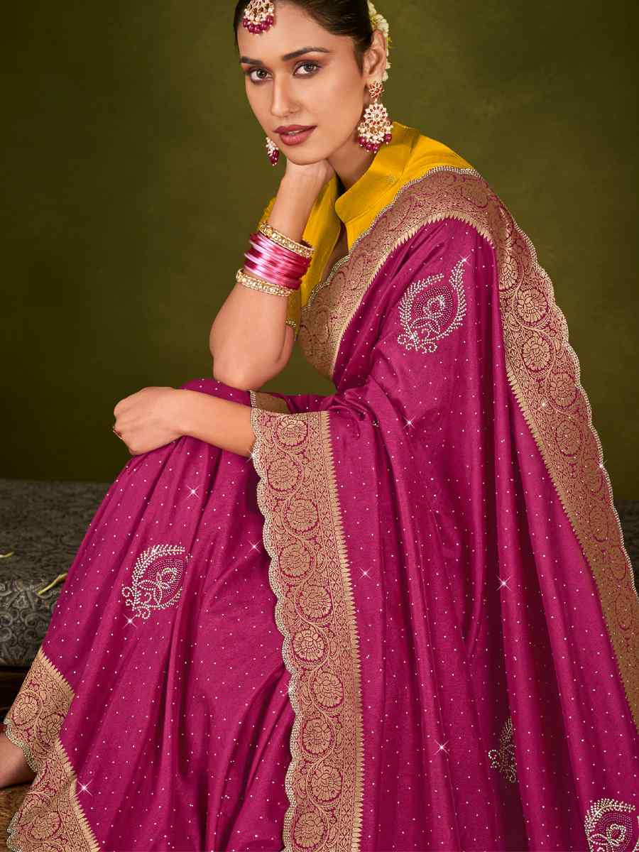Pink Silk Handwoven Bridal Reception Festival Wedding Fancy Heavy Border Saree