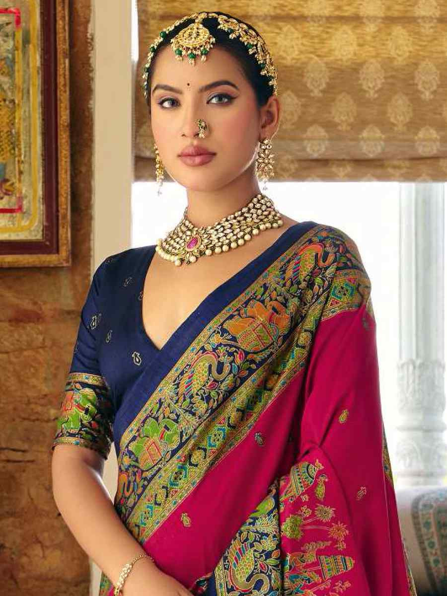 Pink Silk Handwoven Casual Reception Festival Wedding Fancy Heavy Border Saree