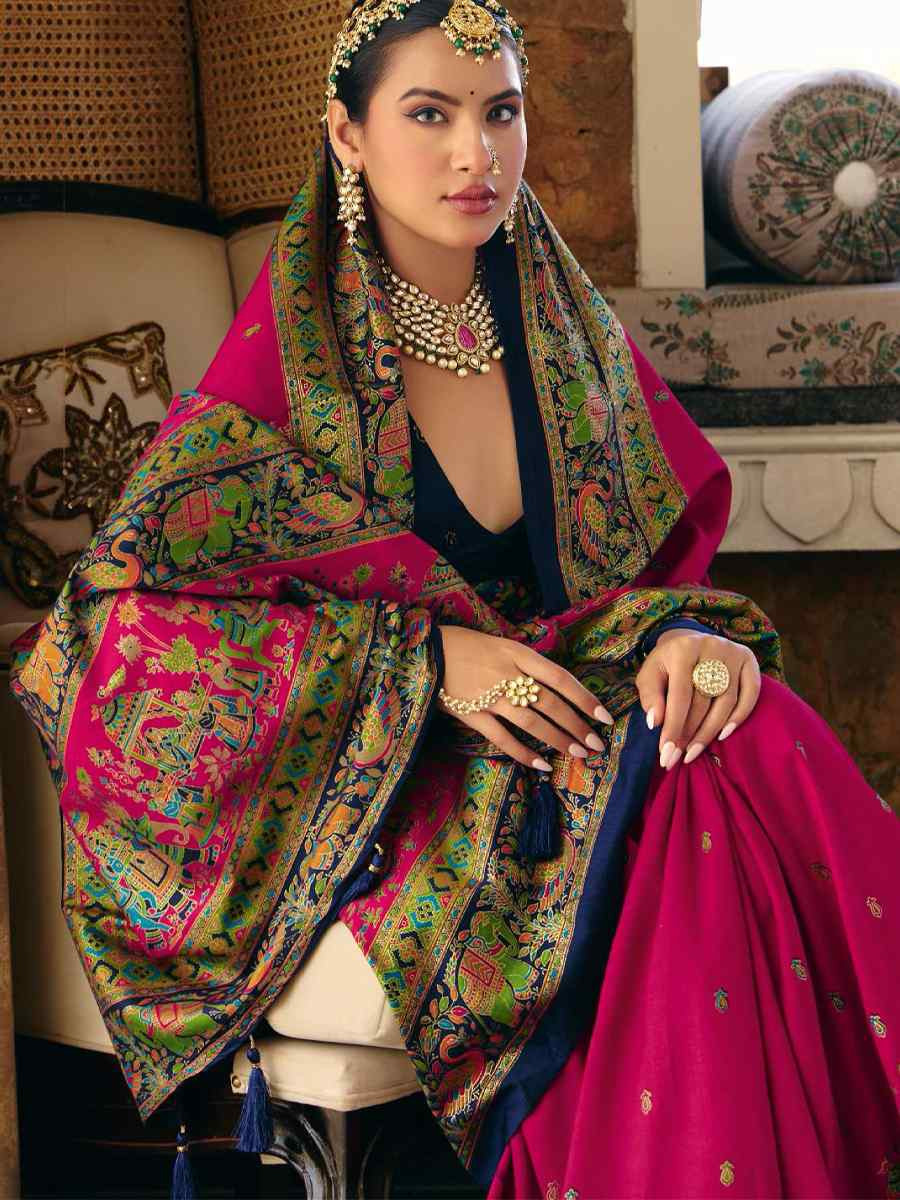 Pink Silk Handwoven Casual Reception Festival Wedding Fancy Heavy Border Saree