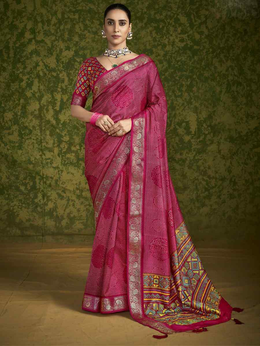 Pink Silk Handwoven Festival Wedding Fancy Heavy Border Saree