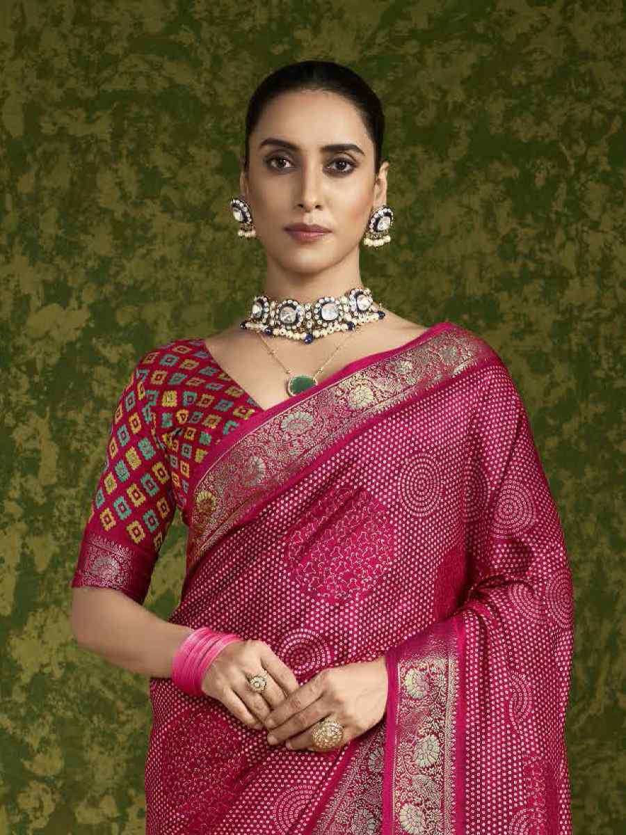 Pink Silk Handwoven Festival Wedding Fancy Heavy Border Saree
