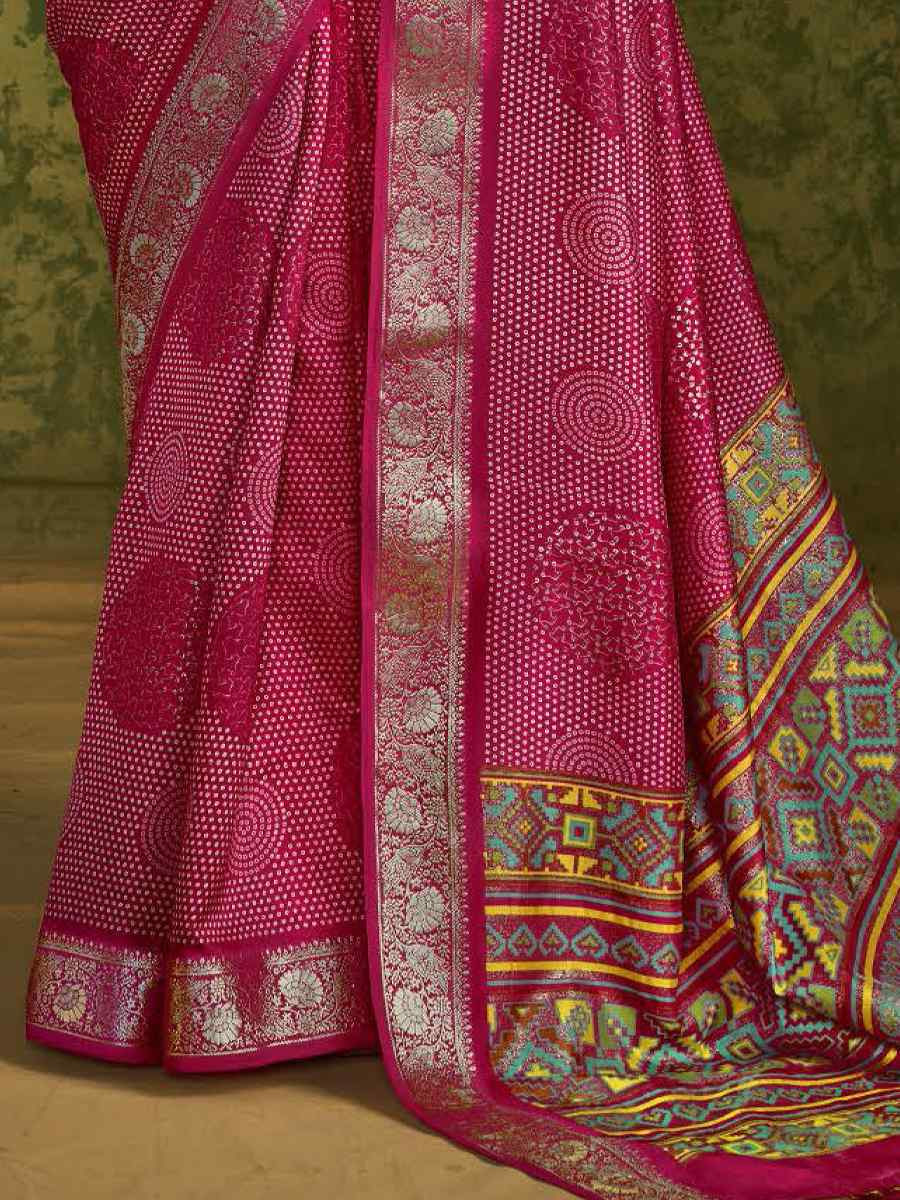 Pink Silk Handwoven Festival Wedding Fancy Heavy Border Saree