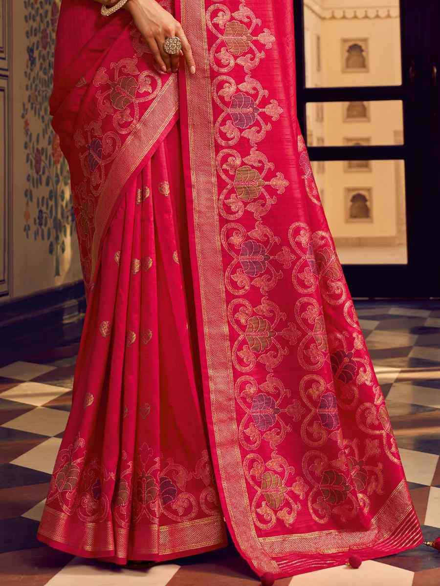 Pink Silk Handwoven Festival Wedding Fancy Heavy Border Saree
