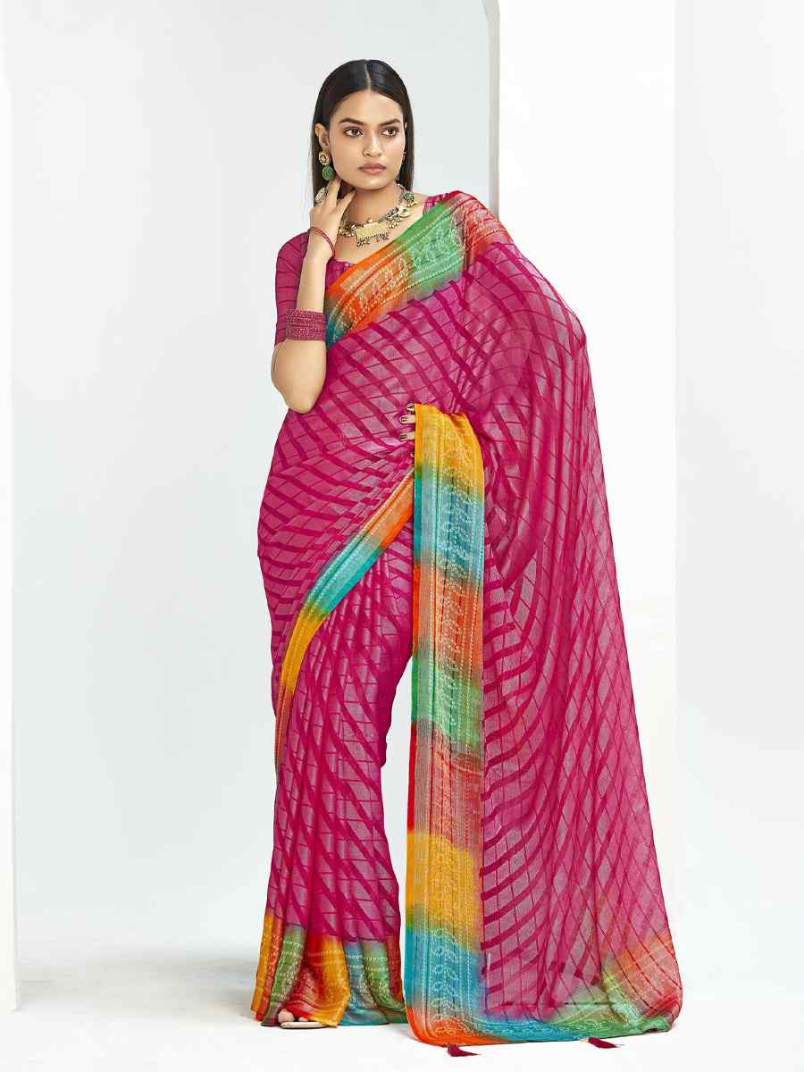 Pink Silk Handwoven Festival Wedding Fancy Heavy Border Saree