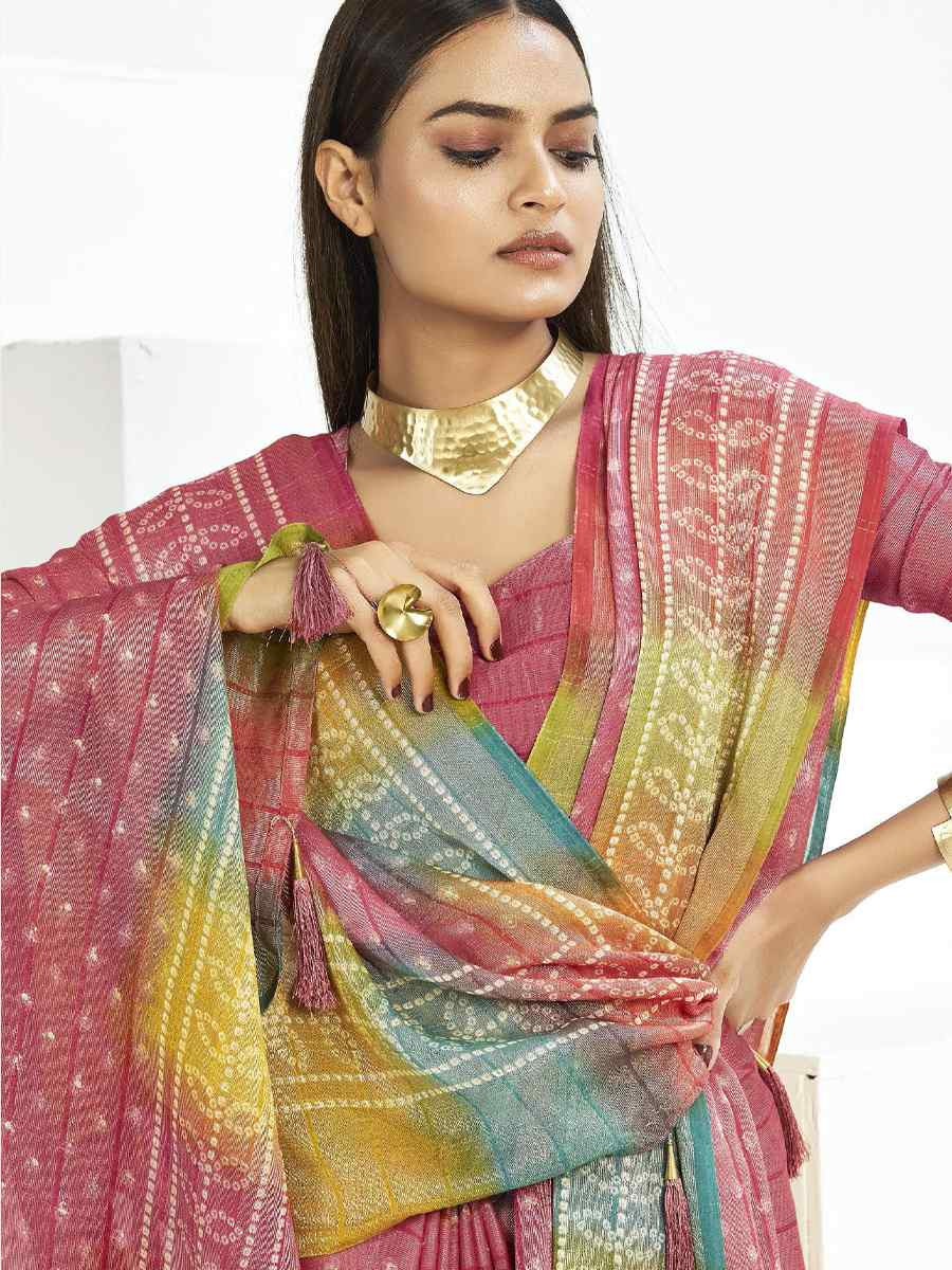 Pink Silk Handwoven Festival Wedding Fancy Heavy Border Saree