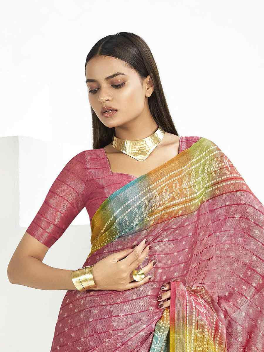 Pink Silk Handwoven Festival Wedding Fancy Heavy Border Saree