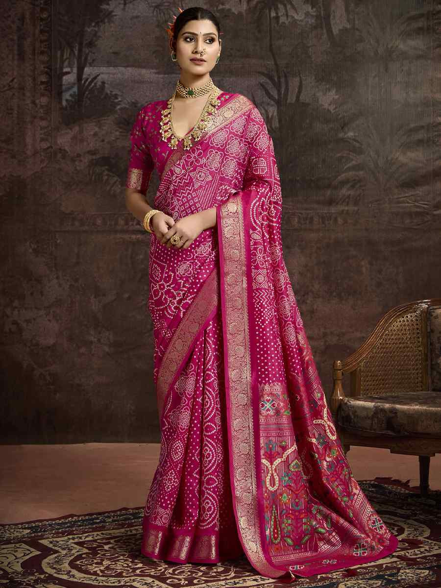 Pink Silk Handwoven Festival Wedding Fancy Heavy Border Saree