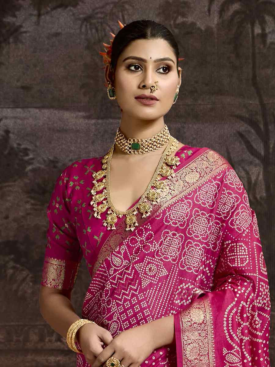 Pink Silk Handwoven Festival Wedding Fancy Heavy Border Saree