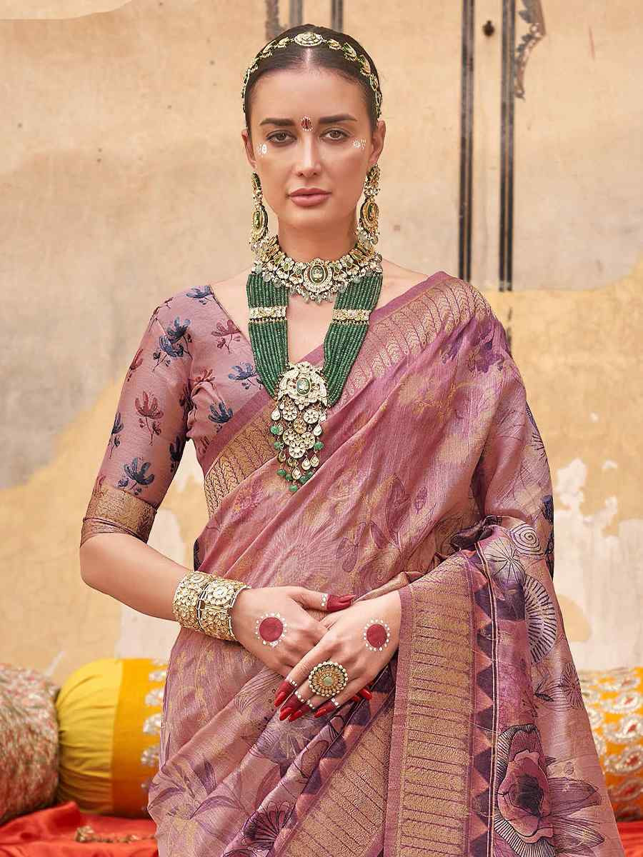 Pink Silk Handwoven Festival Wedding Fancy Heavy Border Saree