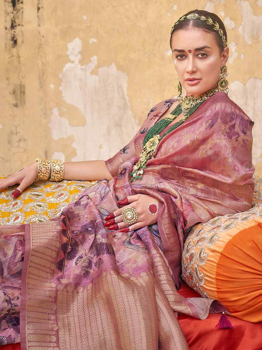 Pink Silk Handwoven Festival Wedding Fancy Heavy Border Saree