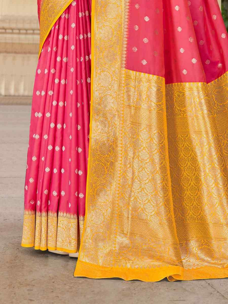 Pink Silk Handwoven Festival Wedding Fancy Heavy Border Saree