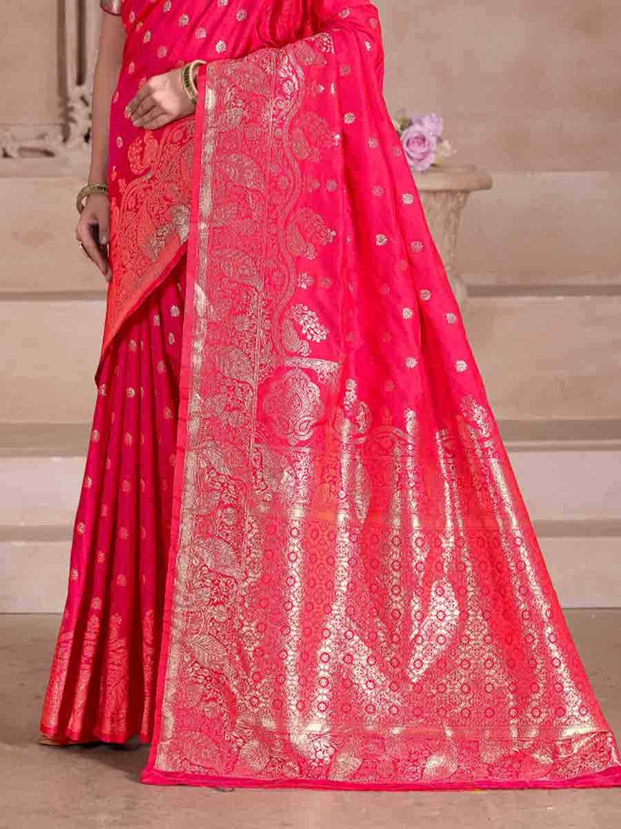 Pink Silk Handwoven Festival Wedding Fancy Heavy Border Saree