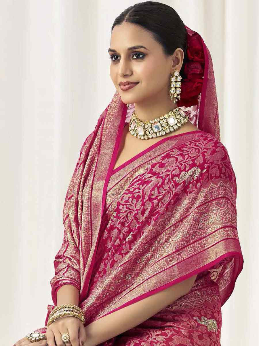 Pink Silk Handwoven Traditional Bridal Reception Festival Wedding Fancy Heavy Border Sarees