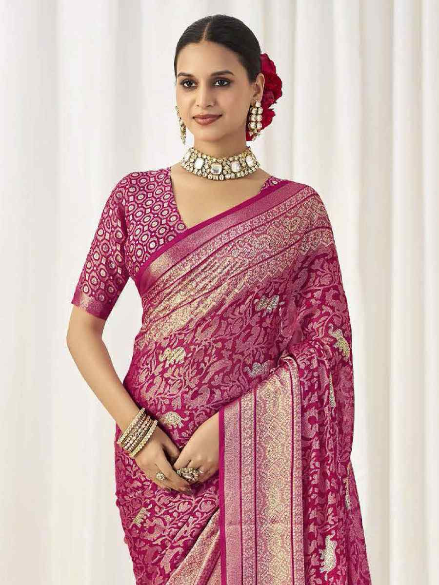 Pink Silk Handwoven Traditional Bridal Reception Festival Wedding Fancy Heavy Border Sarees