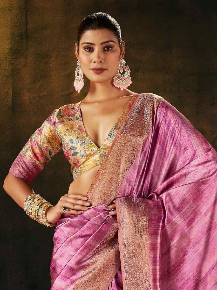 Pink Silk Handwoven Traditional Bridal Reception Festival Wedding Fancy Heavy Border Sarees