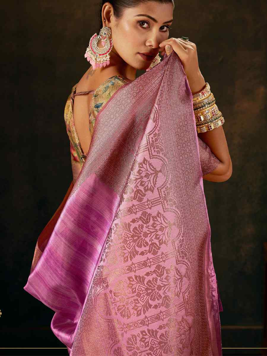 Pink Silk Handwoven Traditional Bridal Reception Festival Wedding Fancy Heavy Border Sarees