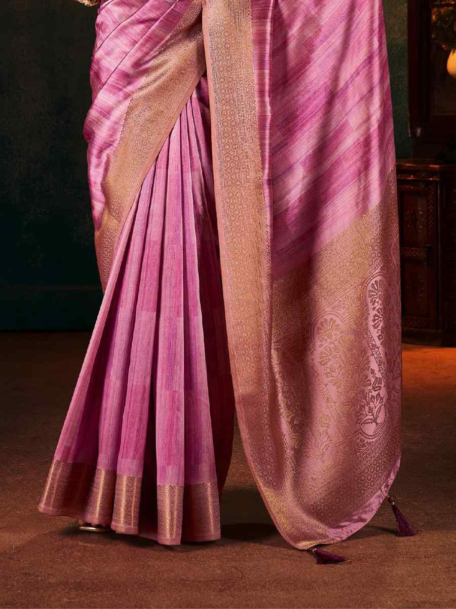 Pink Silk Handwoven Traditional Bridal Reception Festival Wedding Fancy Heavy Border Sarees