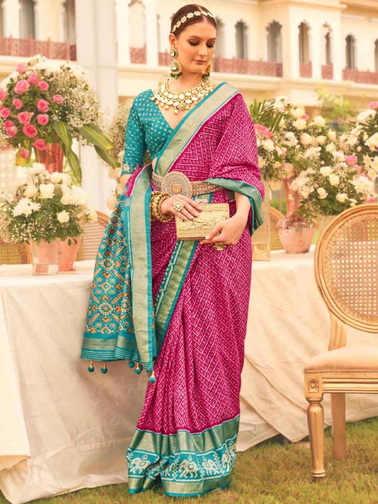 Pink Silk Handwoven Wedding Festival Heavy Border Saree