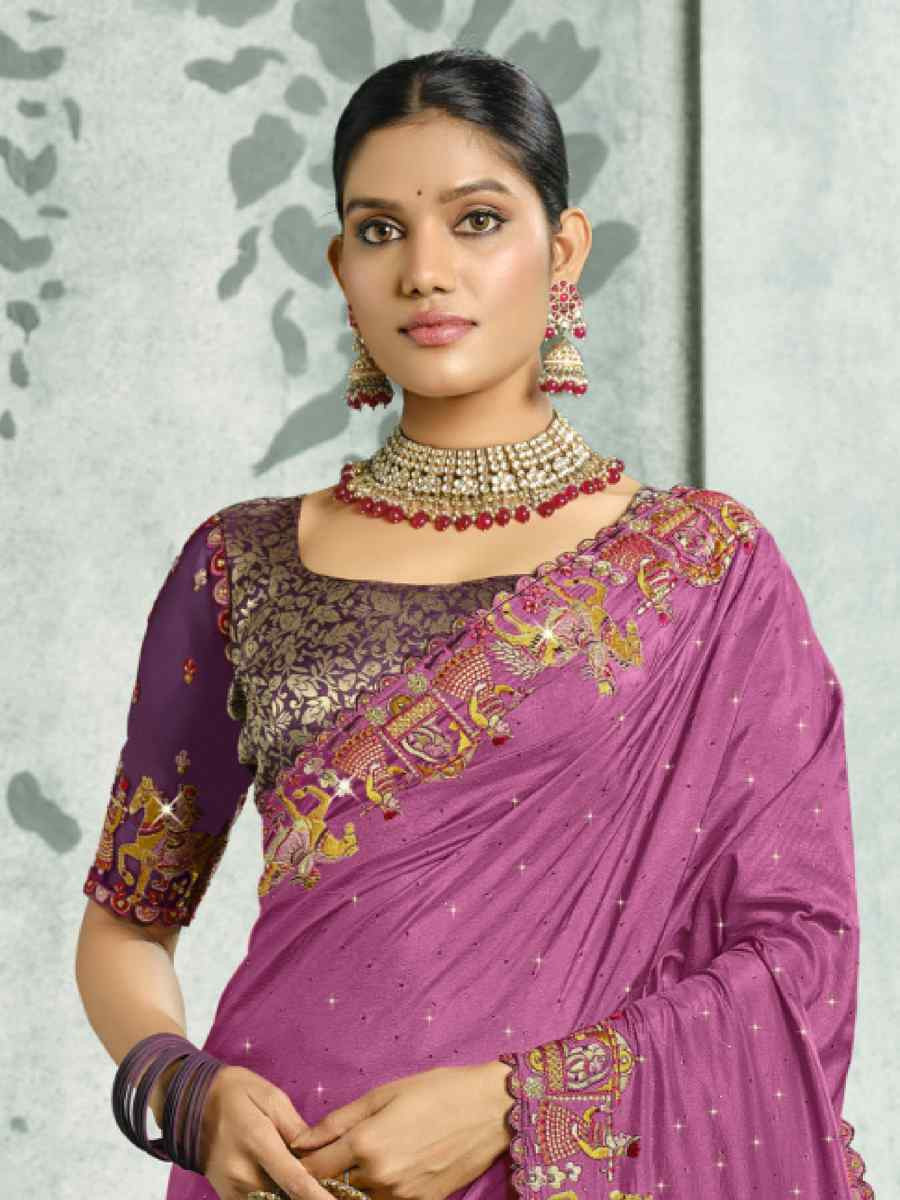 Pink Silk Handwoven with Embroidery Bridal Reception Festival Wedding Fancy Heavy Border Saree