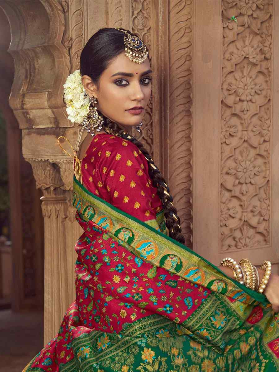 Pink Silk Kalamkari Printed Festival Wedding Fancy Heavy Border Saree