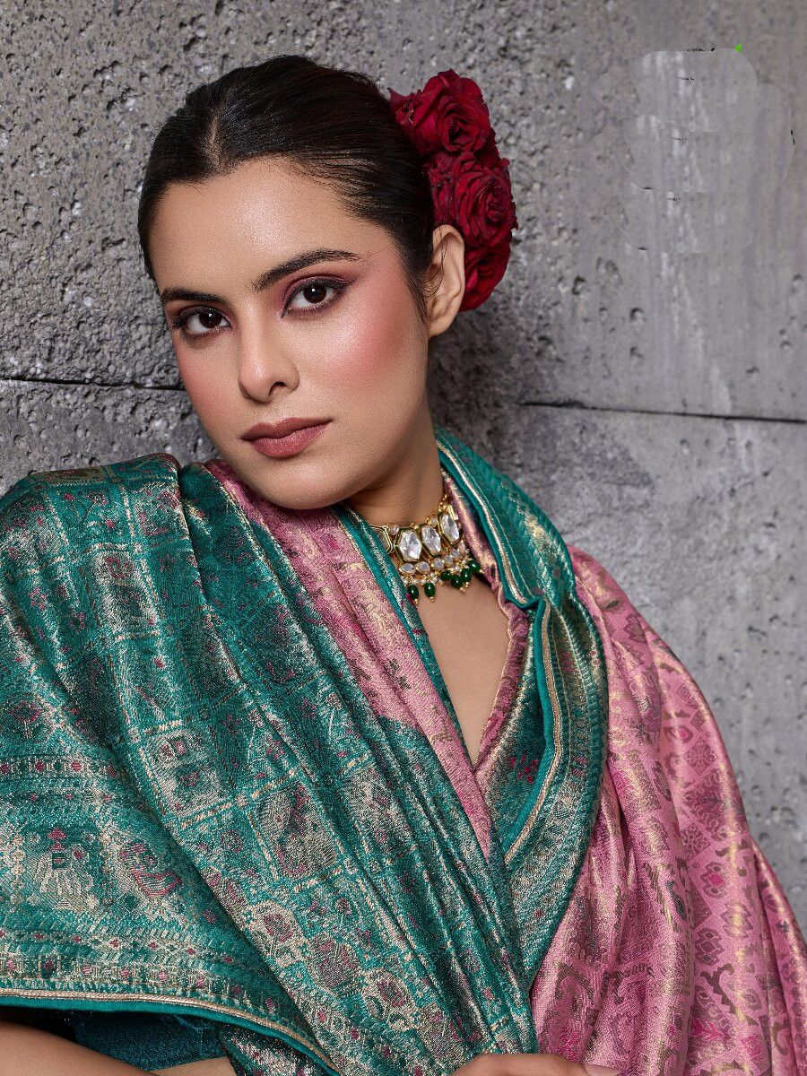 Pink Silk Kanjivaram Wedding Reception Party Festival Casual Heavy Border Sarees