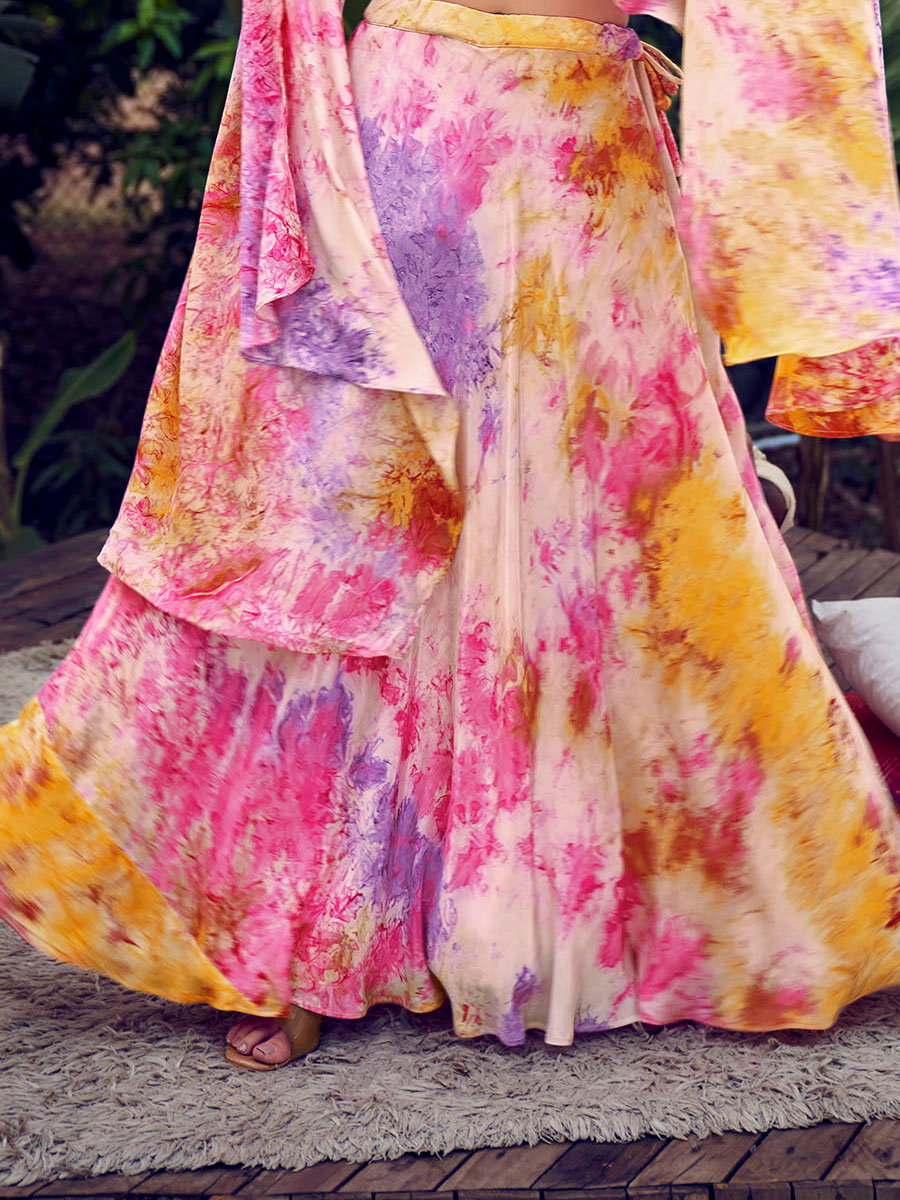 Pink Silk Printed Bridesmaid Wedding Ready Circular Lehenga Choli