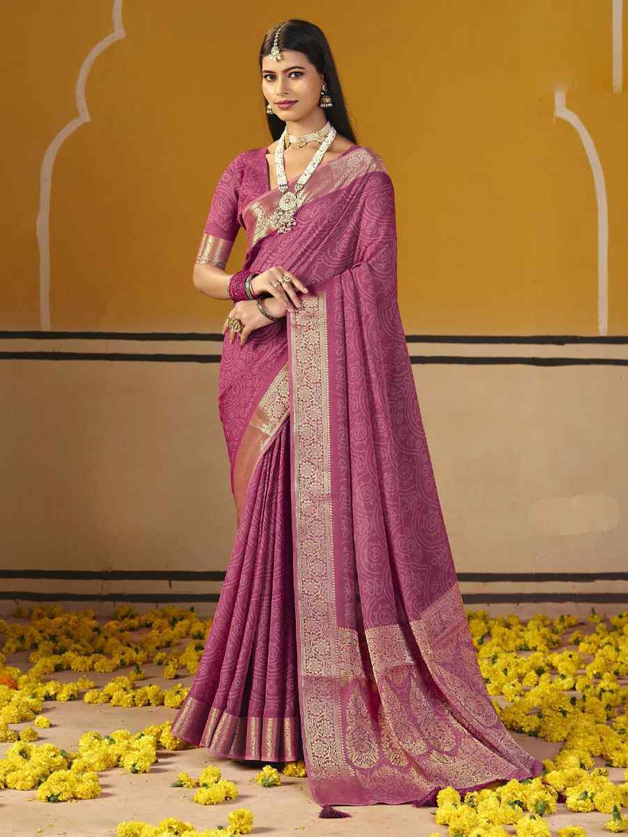 Pink Silk Printed Handwoven Casual Reception Festival Wedding Fancy Classic Style Sarees