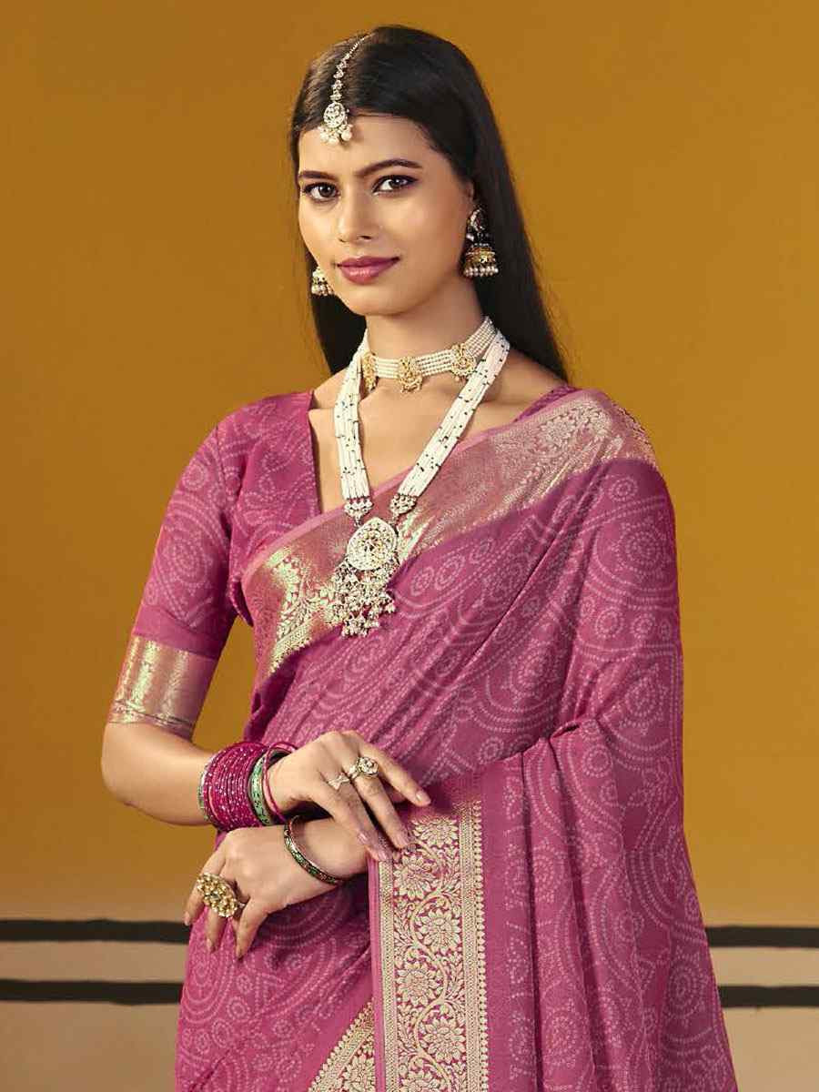 Pink Silk Printed Handwoven Casual Reception Festival Wedding Fancy Classic Style Sarees