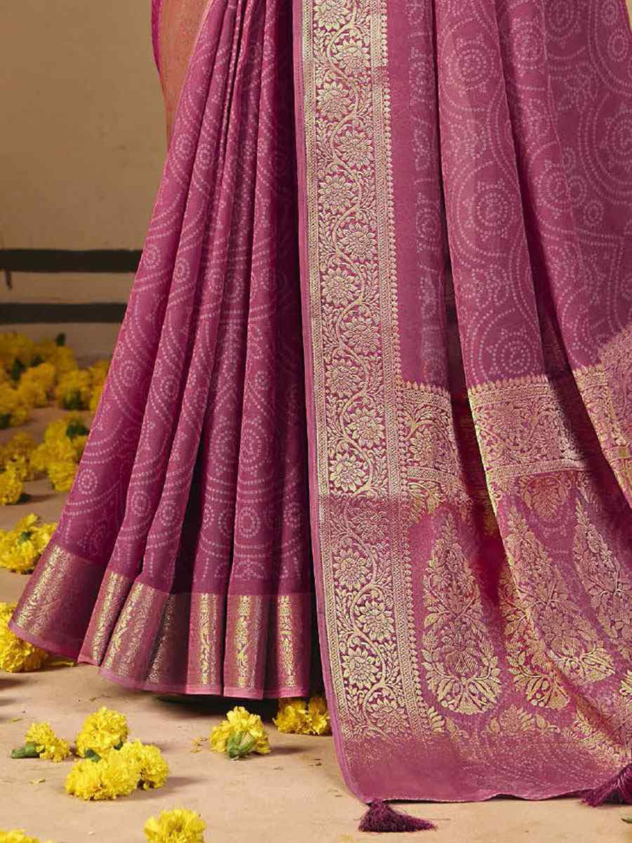 Pink Silk Printed Handwoven Casual Reception Festival Wedding Fancy Classic Style Sarees