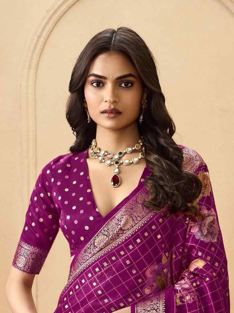 Pink Silk Printed with Handwoven Festival Wedding Fancy Heavy Border Saree