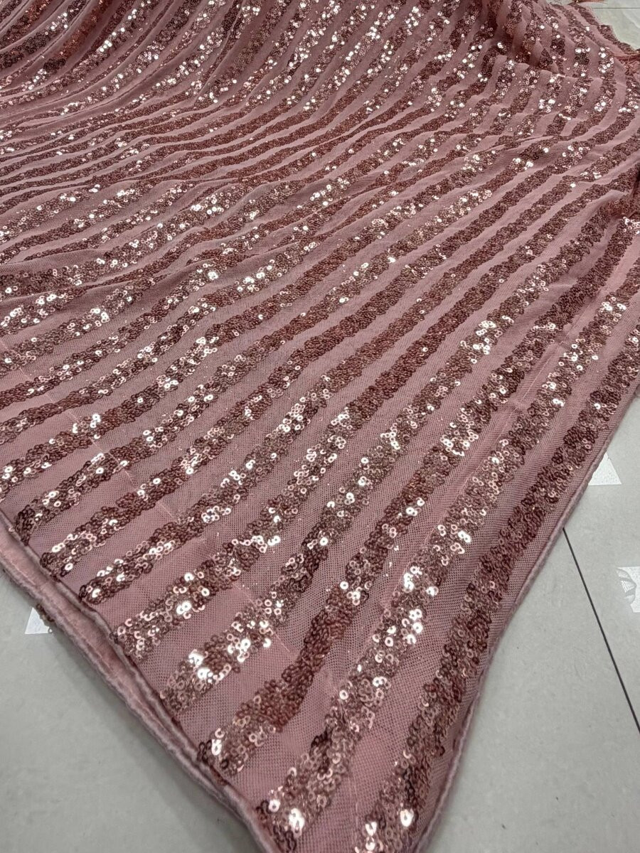 Pink Silk Sequins Wedding Reception Party Festival Casual Heavy Border Sarees