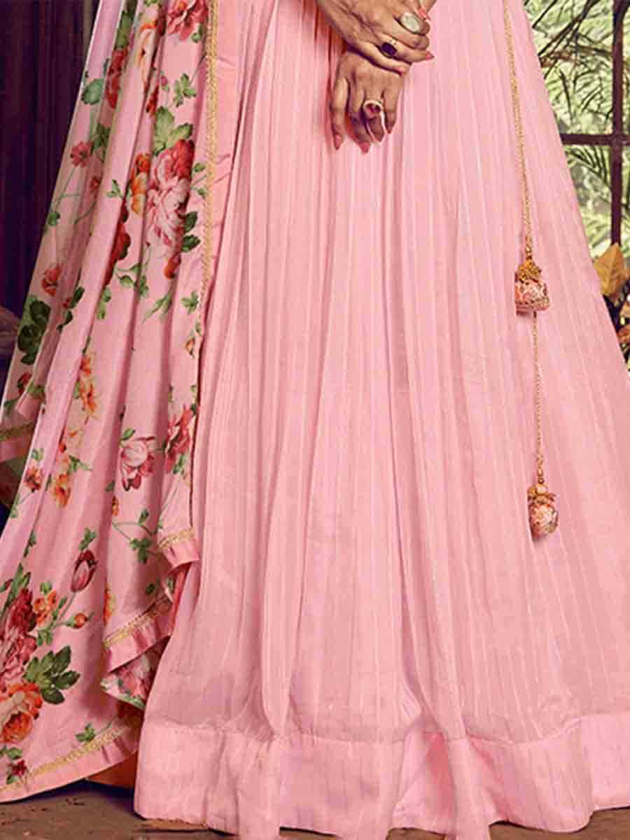 Pink Simran Printed Mehendi Festival Traditional Lehenga Choli