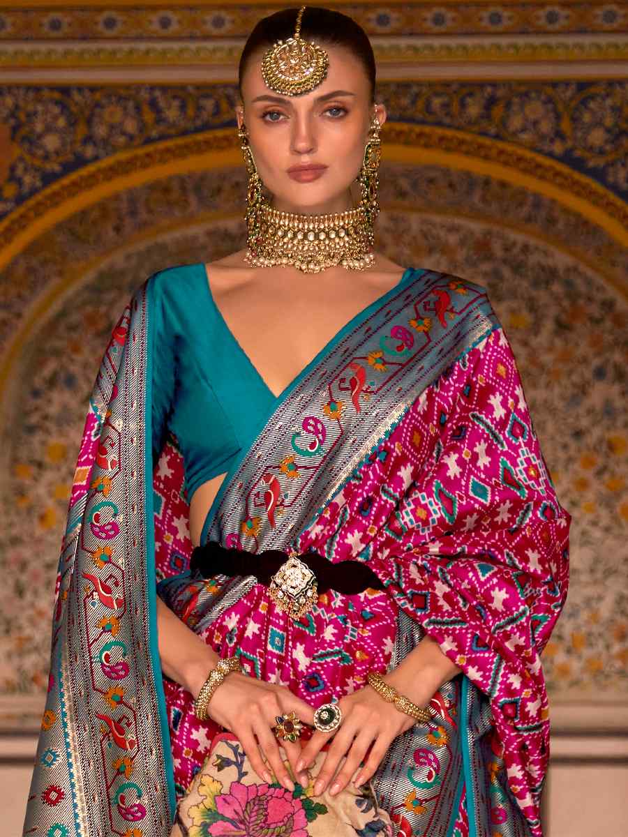 Pink Smooth Silk Handwoven Party Festival Classic Style Saree
