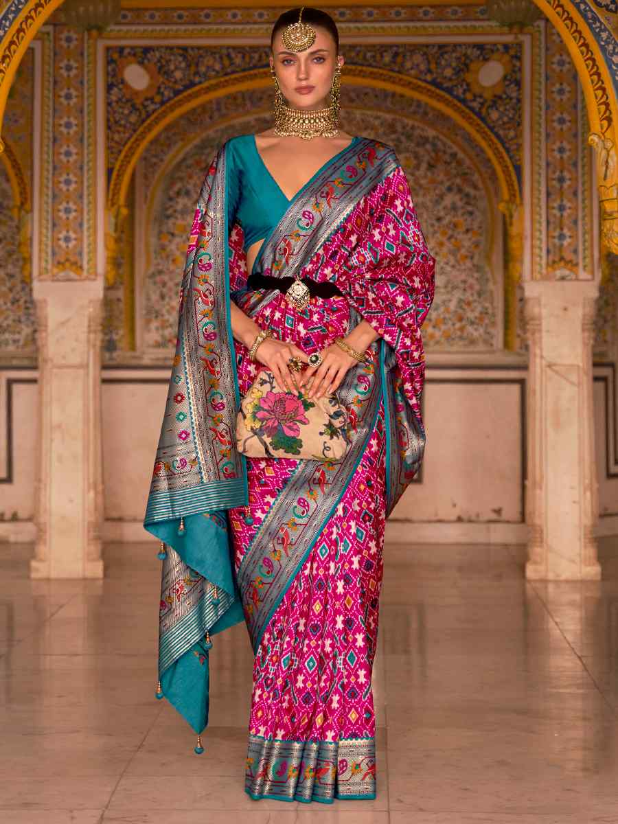Pink Smooth Silk Handwoven Party Festival Classic Style Saree