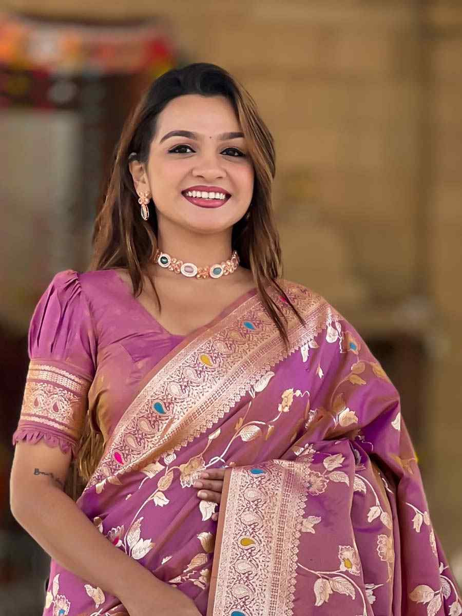 Pink Soft Banarashi Silk Handwoven Festival Wedding Fancy Heavy Border Saree