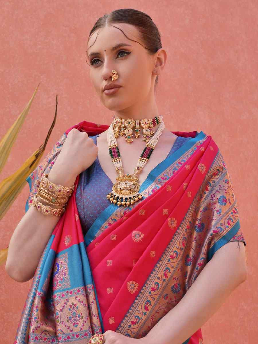 Pink Soft Banarasi Silk Handwoven Casual Reception Festival Wedding Fancy Heavy Border Saree