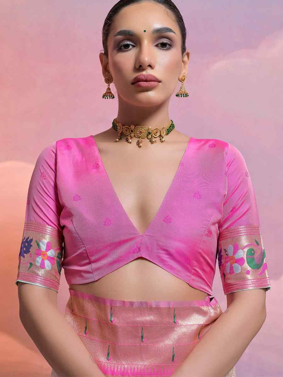 Pink Soft Banarasi Silk Kanjivaram Party Bridal Reception Festival Wedding Fancy Heavy Border Saree