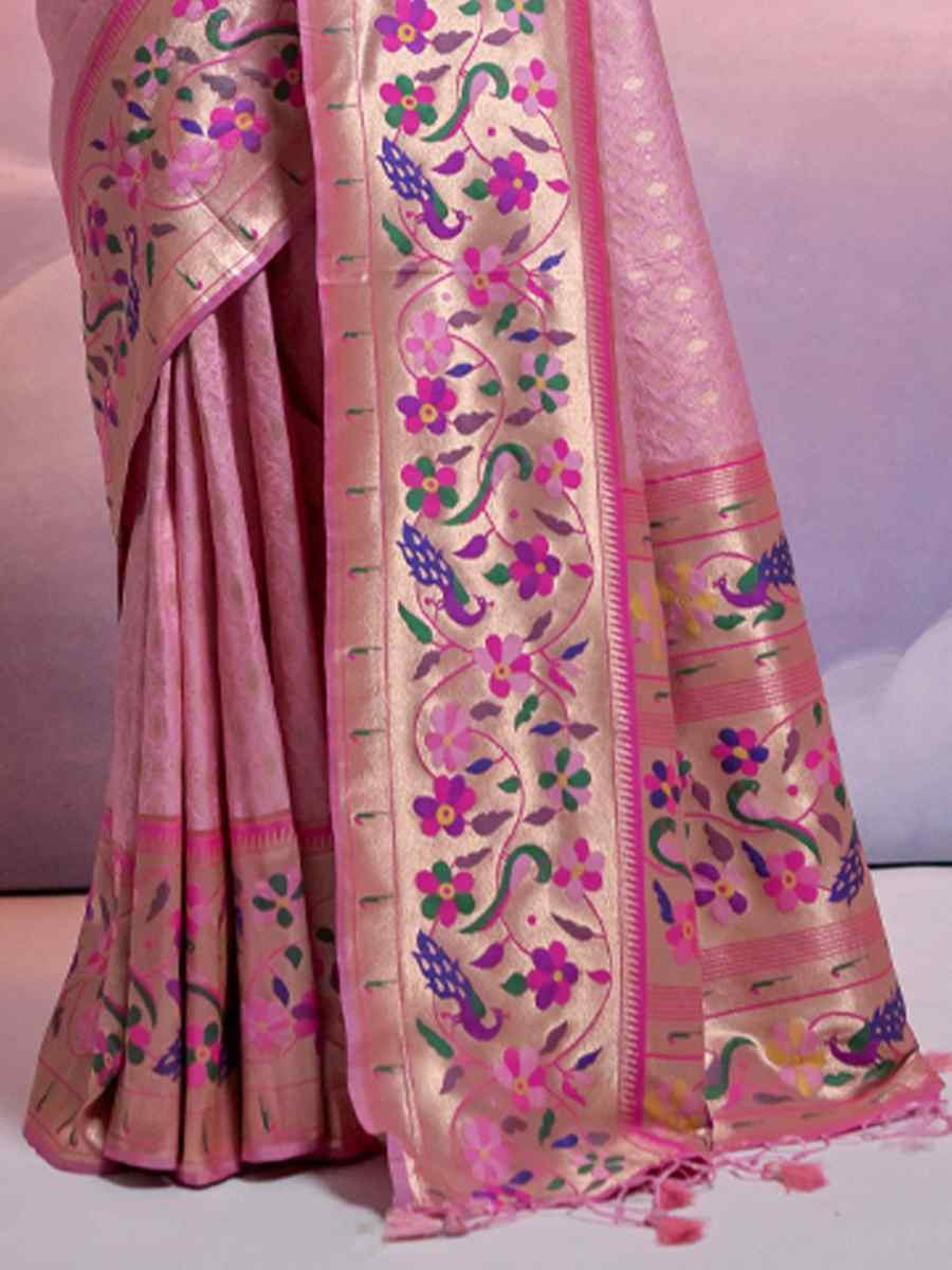 Pink Soft Banarasi Silk Kanjivaram Party Bridal Reception Festival Wedding Fancy Heavy Border Saree
