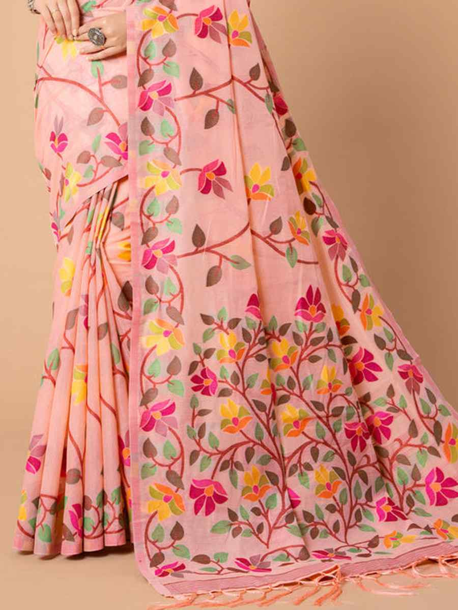 Pink Soft Cotton Printed Festival Wedding Fancy Casual Contemporary Saree