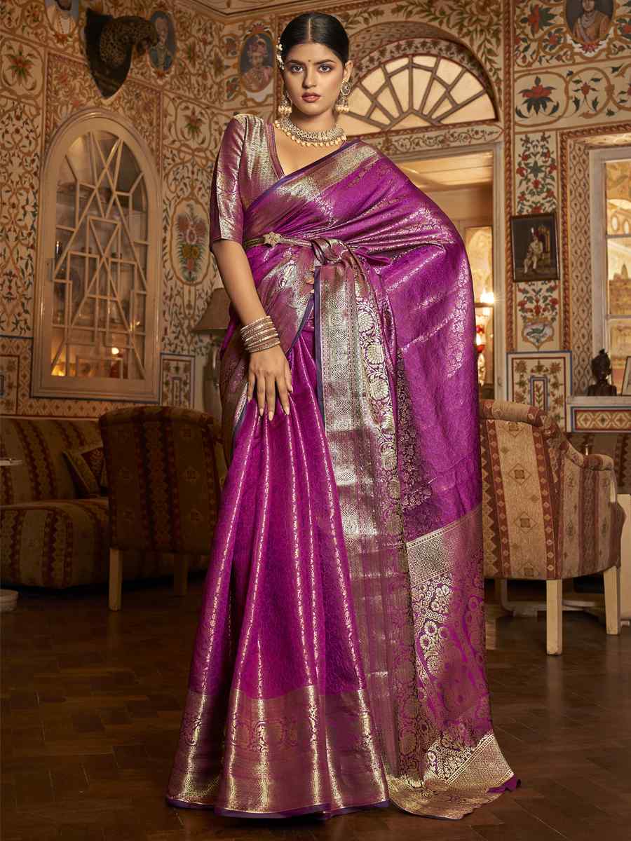 Pink Soft Kanjeevaram Handwoven Wedding Festival Heavy Border Saree