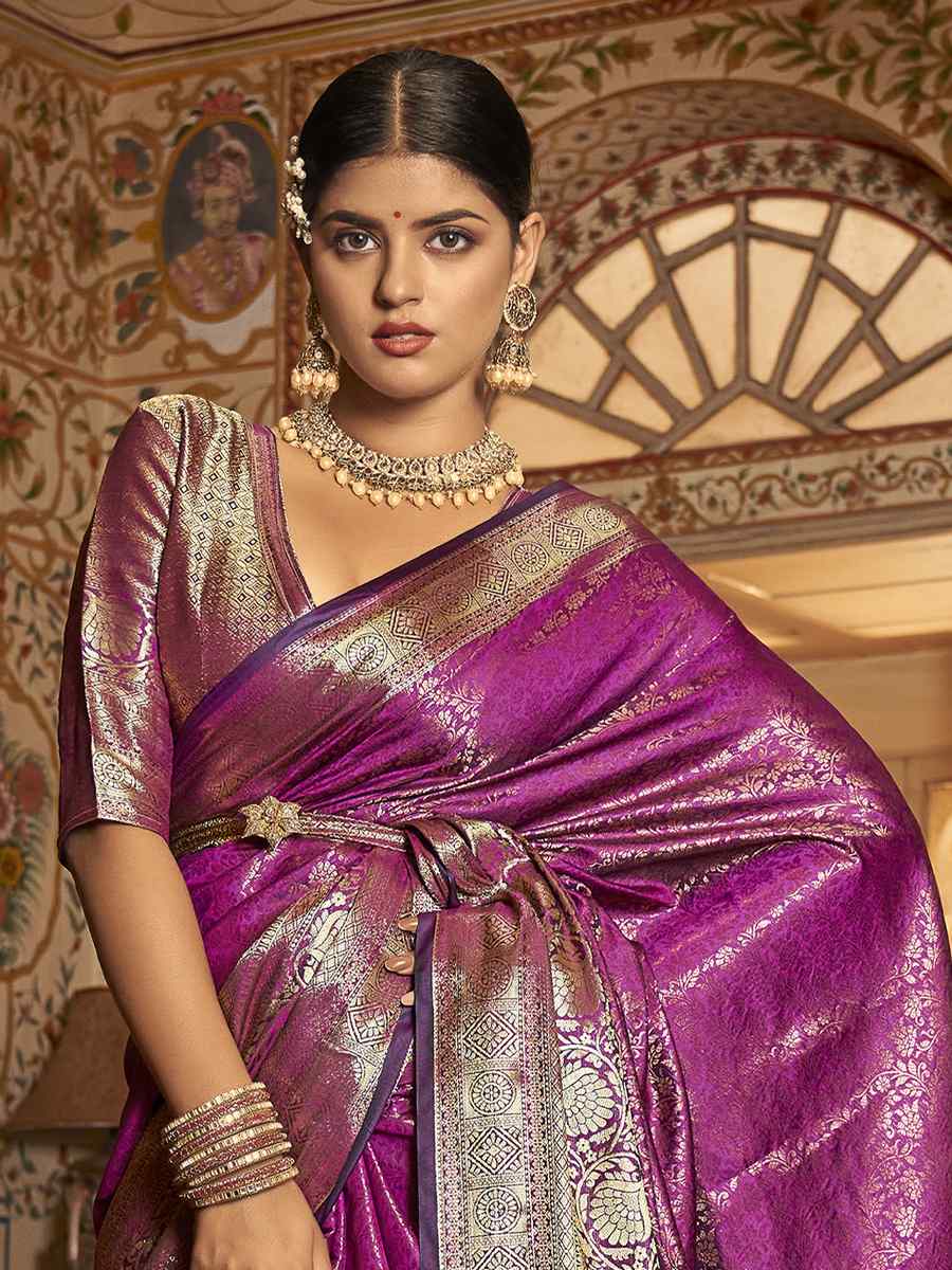 Pink Soft Kanjeevaram Handwoven Wedding Festival Heavy Border Saree
